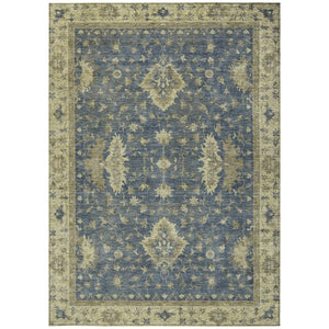 HomeRoots 5' Blue and Green Floral Washable Area Rug - Durable, Stylish Indoor/Outdoor Accent for Any Space 619404