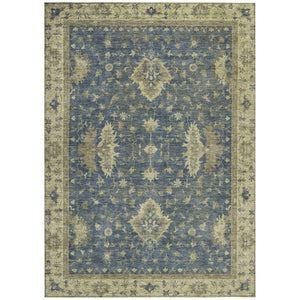 HomeRoots 5' Blue and Green Floral Washable Area Rug - Durable, Stylish Indoor/Outdoor Accent for Any Space 619404