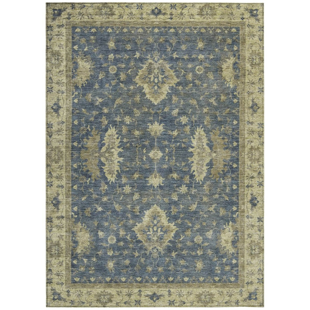 HomeRoots 8' X 10' Floral Area Rug - Vibrant Blue & Green, Durable for Indoor/Outdoor Use, Machine Washable! 619406