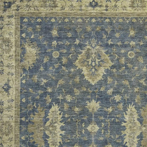 HomeRoots 9' X 12' Blue and Green Floral Washable Area Rug – Durable, Stylish, Perfect for Indoor and Outdoor Spaces! 619407