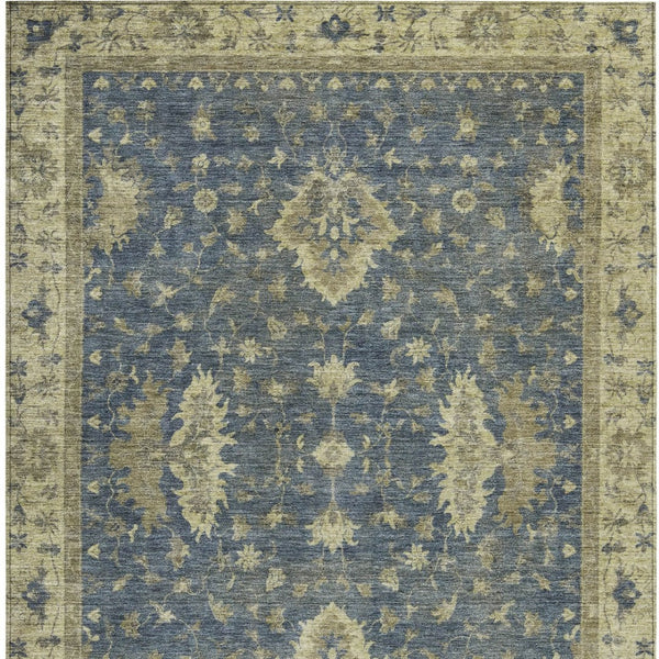 HomeRoots 10' Blue and Green Floral Washable Area Rug - Durable, Stylish Indoor/Outdoor Design for Any Space 619408