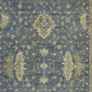 HomeRoots 10' Blue and Green Floral Washable Area Rug - Durable, Stylish Indoor/Outdoor Design for Any Space 619408