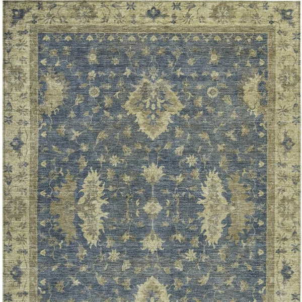 HomeRoots 10' Blue and Green Floral Washable Area Rug - Durable, Stylish Indoor/Outdoor Design for Any Space 619408