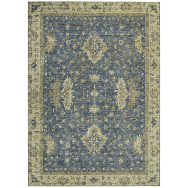 HomeRoots 10' Blue and Green Floral Washable Area Rug - Durable, Stylish Indoor/Outdoor Design for Any Space 619408
