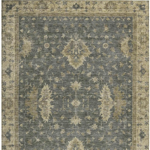 HomeRoots 5' X 8' Gray and Beige Floral Area Rug - Durable, Washable, Indoor/Outdoor, Perfect for High Traffic Areas 619410