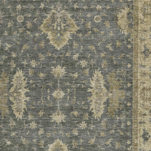 HomeRoots 5' X 8' Gray and Beige Floral Area Rug - Durable, Washable, Indoor/Outdoor, Perfect for High Traffic Areas 619410