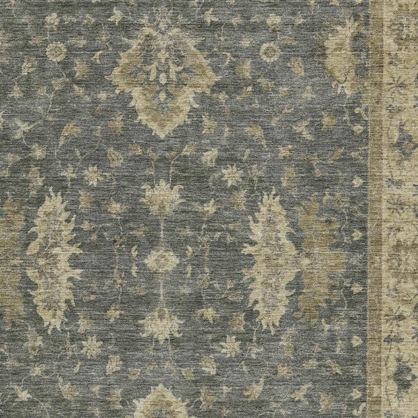 HomeRoots 5' X 8' Gray and Beige Floral Area Rug - Durable, Washable, Indoor/Outdoor, Perfect for High Traffic Areas 619410