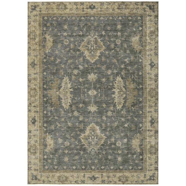 HomeRoots 9' X 12' Gray and Beige Floral Area Rug - Stylish, Washable, Durable Indoor/Outdoor Carpet for Any Space 619413