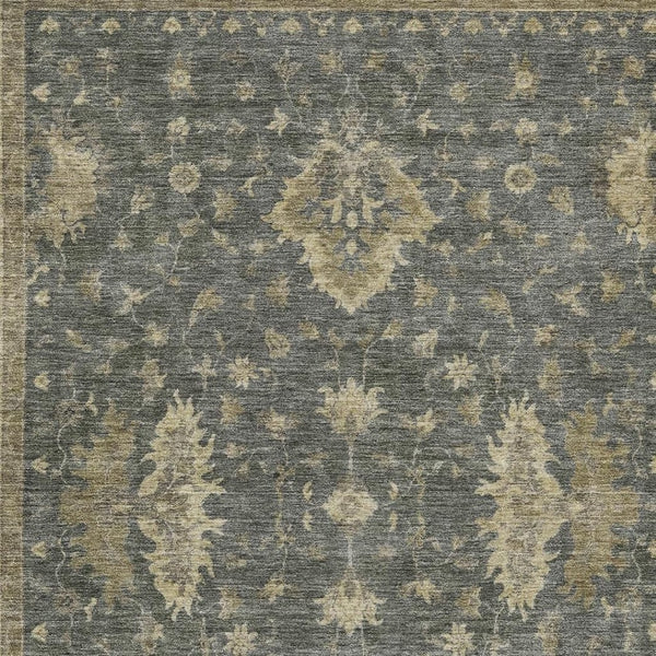 HomeRoots 9' X 12' Gray and Beige Floral Area Rug - Stylish, Washable, Durable Indoor/Outdoor Carpet for Any Space 619413