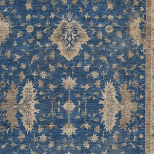 HomeRoots 8' X 10' Navy Blue and Beige Floral Rug - Durable, Washable Indoor/Outdoor Area Rug for Every Space 619418