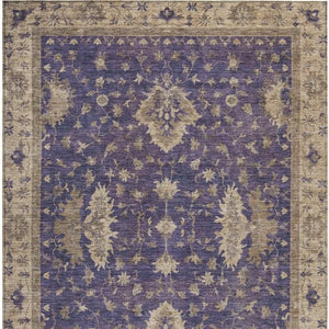 HomeRoots 5' Floral Area Rug in Purple & Beige - Durable, Washable, Indoor/Outdoor Design for Any Space 619422