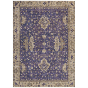 HomeRoots 5' Floral Area Rug in Purple & Beige - Durable, Washable, Indoor/Outdoor Design for Any Space 619422