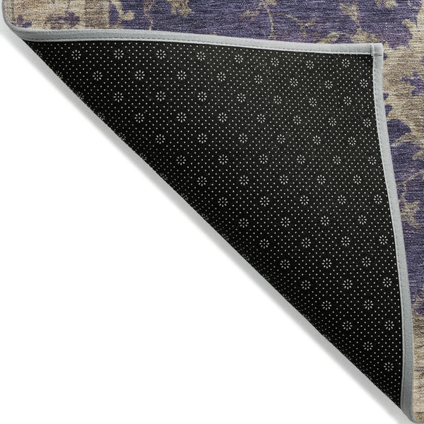 HomeRoots 8' Purple And Beige Round Floral Area Rug - Stylish, Washable, Durable for Indoor & Outdoor Use! 619423