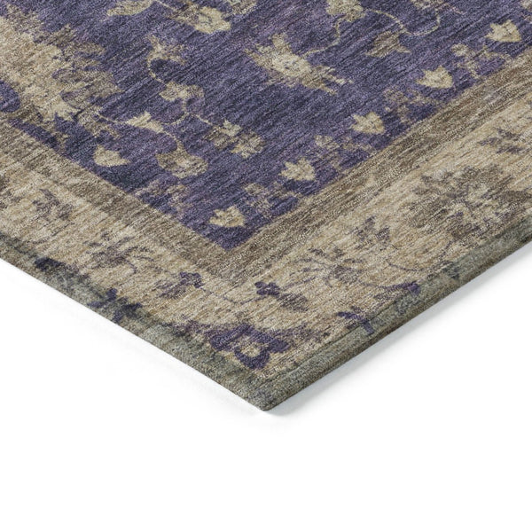 HomeRoots 8' Purple And Beige Round Floral Area Rug - Stylish, Washable, Durable for Indoor & Outdoor Use! 619423