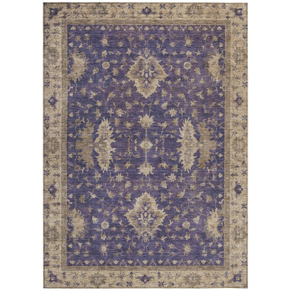 HomeRoots 8' X 10' Elegant Purple & Beige Floral Washable Area Rug for Indoor & Outdoor Spaces, Durable Design 619424