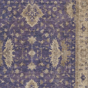 HomeRoots 9' X 12' Purple and Beige Floral Washable Area Rug - Durable, Stylish, Indoor/Outdoor Charm for Your Home 619425