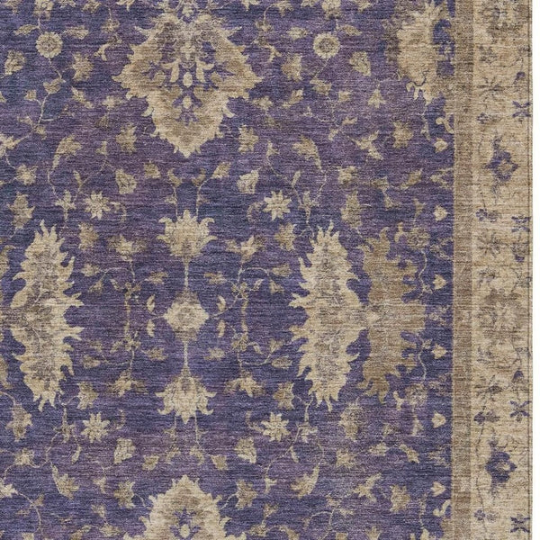 HomeRoots 10' X 14' Vibrant Purple and Beige Floral Area Rug – Washable, Durable, Indoor/Outdoor Decor Essential 619426