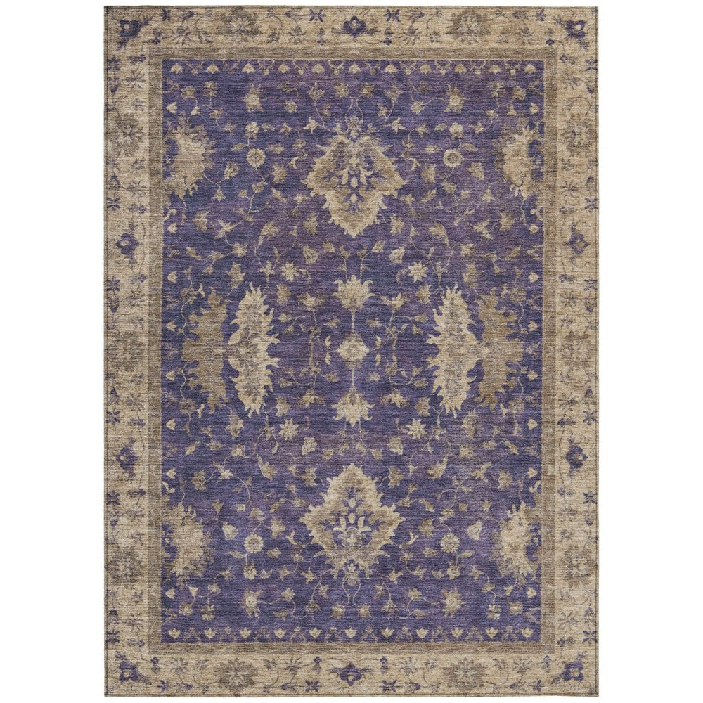 HomeRoots 10' X 14' Vibrant Purple and Beige Floral Area Rug – Washable, Durable, Indoor/Outdoor Decor Essential 619426