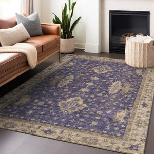 HomeRoots 10' X 14' Vibrant Purple and Beige Floral Area Rug – Washable, Durable, Indoor/Outdoor Decor Essential 619426
