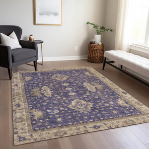 HomeRoots 10' X 14' Vibrant Purple and Beige Floral Area Rug – Washable, Durable, Indoor/Outdoor Decor Essential 619426