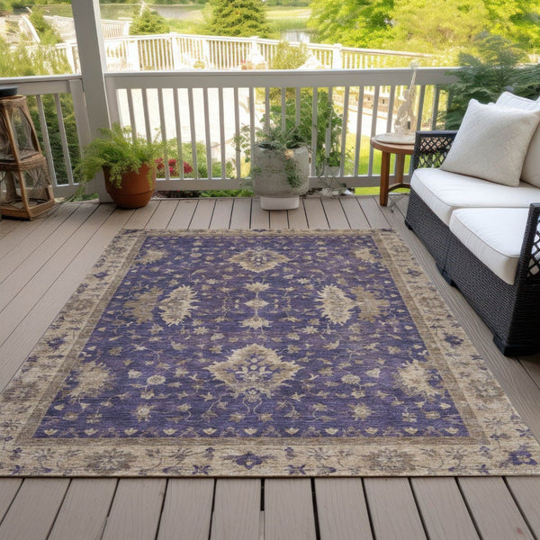 HomeRoots 10' X 14' Vibrant Purple and Beige Floral Area Rug – Washable, Durable, Indoor/Outdoor Decor Essential 619426