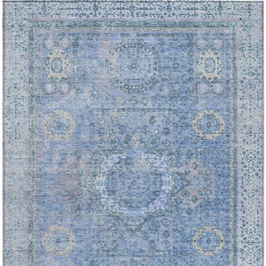 HomeRoots 10' Blue & Ivory Floral Medallion Area Rug - Washable, Versatile for Indoor/Outdoor Spaces, Durable! 619450