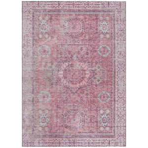 HomeRoots 5' Pink and Blush Floral Medallion Area Rug - Washable, Durable, Indoor/Outdoor, Elegant Design 619464