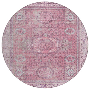 HomeRoots 8' Pink Floral Medallion Rug – Stylish Washable Area Rug for Indoor & Outdoor Spaces, Easy Care! 619465