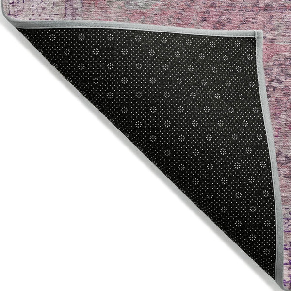 HomeRoots 8' Pink Floral Medallion Rug – Stylish Washable Area Rug for Indoor & Outdoor Spaces, Easy Care! 619465