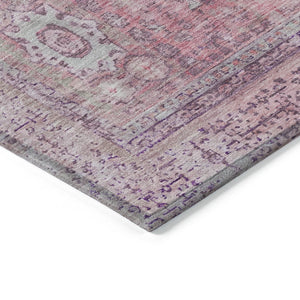 HomeRoots 8' Pink Floral Medallion Rug – Stylish Washable Area Rug for Indoor & Outdoor Spaces, Easy Care! 619465