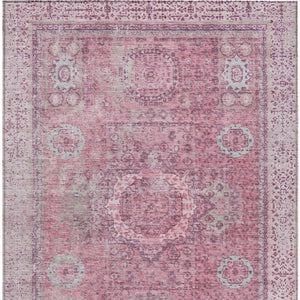 HomeRoots 8' X 10' Pink Floral Medallion Indoor Outdoor Area Rug - Washable, Stylish, Durable & Versatile Design 619466