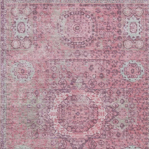 HomeRoots 10' Pink and Blush Floral Medallion Area Rug - Washable, Durable for Indoor & Outdoor Use, 10x14 619468