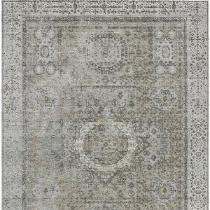 HomeRoots 10' Elegant Pewter & Silver Floral Medallion Area Rug – Washable, Durable for Indoor/Outdoor Use 619474