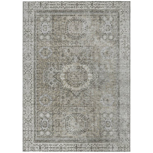 HomeRoots 10' Elegant Pewter & Silver Floral Medallion Area Rug – Washable, Durable for Indoor/Outdoor Use 619474