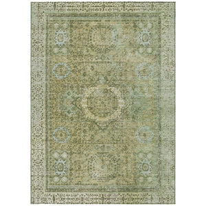 HomeRoots 5' Sage & Fern Green Floral Medallion Area Rug - Washable, Durable, Perfect for Indoor & Outdoor Use! 619476