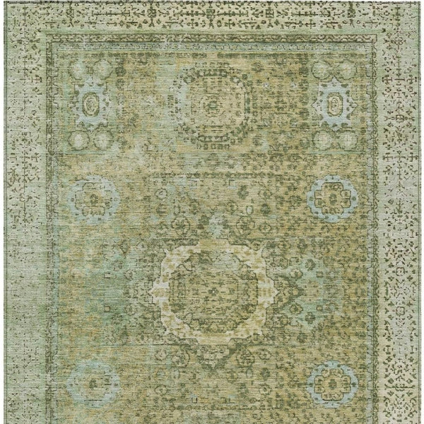 HomeRoots 8' X 10' Sage Floral Medallion Area Rug – Washable, Durable, Versatile for Indoor & Outdoor Spaces 619478