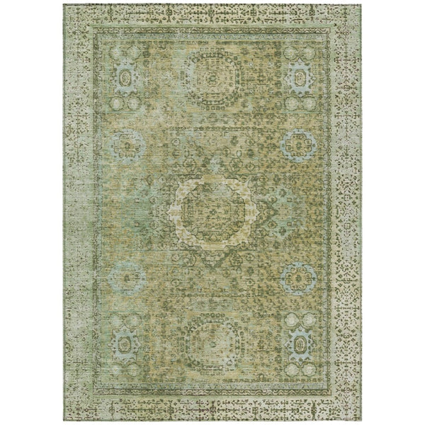 HomeRoots 8' X 10' Sage Floral Medallion Area Rug – Washable, Durable, Versatile for Indoor & Outdoor Spaces 619478
