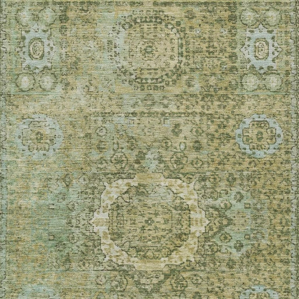 HomeRoots 8' X 10' Sage Floral Medallion Area Rug – Washable, Durable, Versatile for Indoor & Outdoor Spaces 619478