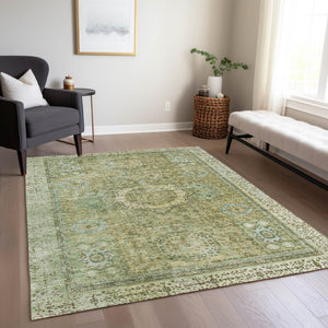 HomeRoots 8' X 10' Sage Floral Medallion Area Rug – Washable, Durable, Versatile for Indoor & Outdoor Spaces 619478