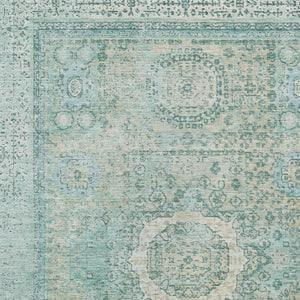 HomeRoots 8' X 10' Turquoise Floral Medallion Rug – Durable, Washable, Indoor/Outdoor Perfect for High Traffic Areas 619484