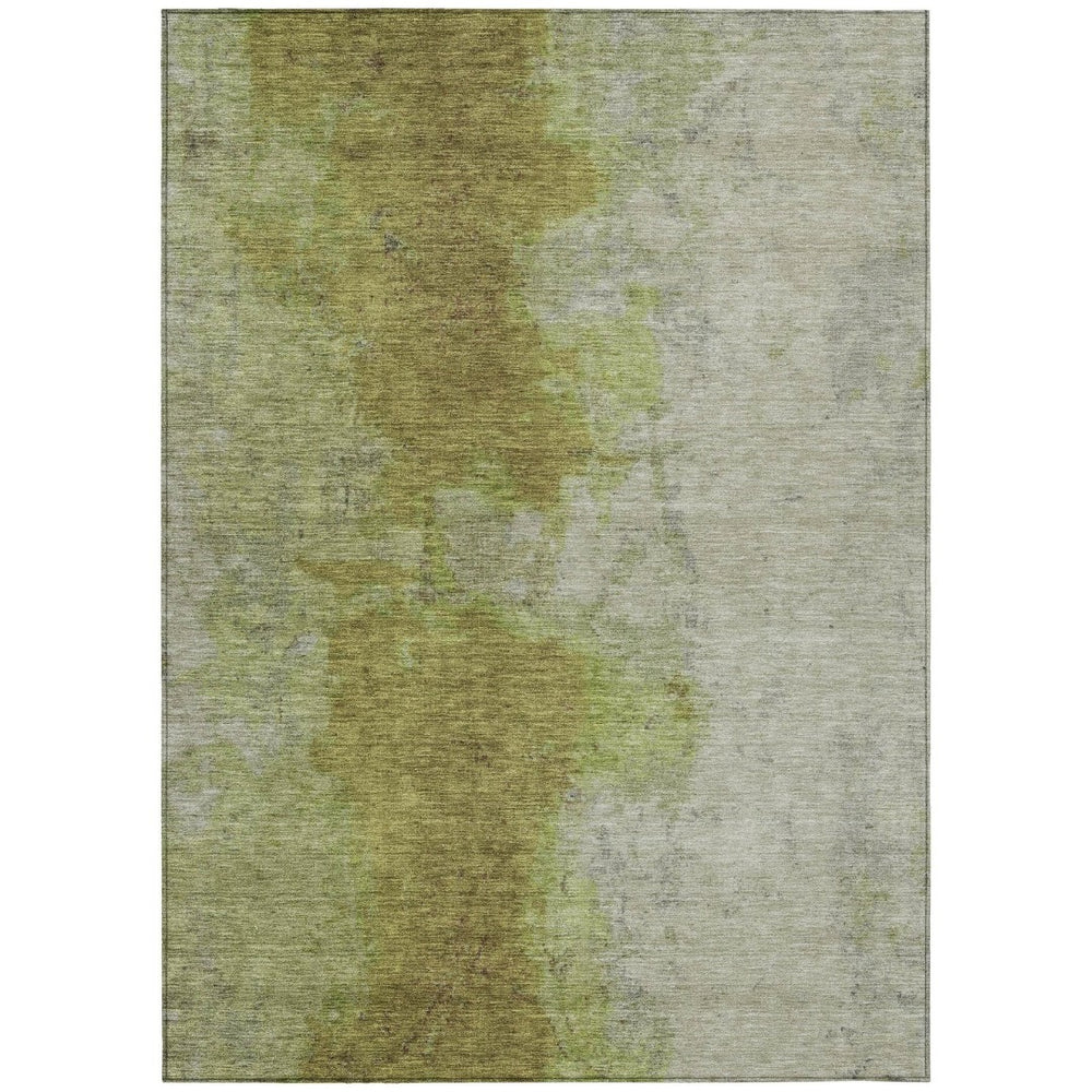 HomeRoots 9' X 12' Olive Green & Gray Abstract Washable Area Rug – Stylish, Durable, Indoor/Outdoor Essential! 619497