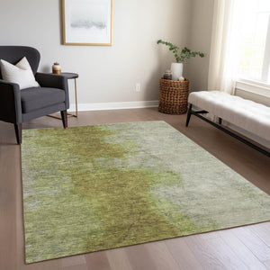HomeRoots 10' Olive Green and Gray Abstract Area Rug - Stylish, Washable, Durable for Indoor & Outdoor Use! 619498