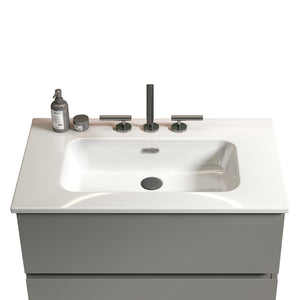 English Elm BB0930Y331, Glossy White Ceramic Integrated Basin with 3 Faucet Holes — Sleek, Durable, Easy-Clean Finish W1865P164391