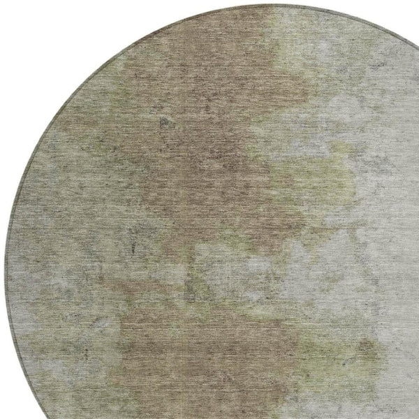 HomeRoots 8' Taupe and Beige Round Abstract Area Rug - Washable, Durable, Perfect for Indoor & Outdoor Spaces 619501
