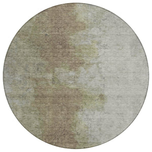 HomeRoots 8' Taupe and Beige Round Abstract Area Rug - Washable, Durable, Perfect for Indoor & Outdoor Spaces 619501