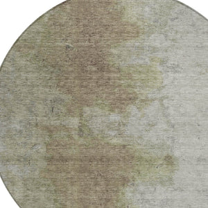 HomeRoots 8' Taupe and Beige Round Abstract Area Rug - Washable, Durable, Perfect for Indoor & Outdoor Spaces 619501