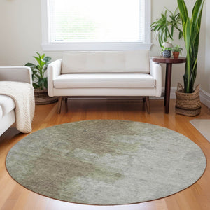 HomeRoots 8' Taupe and Beige Round Abstract Area Rug - Washable, Durable, Perfect for Indoor & Outdoor Spaces 619501