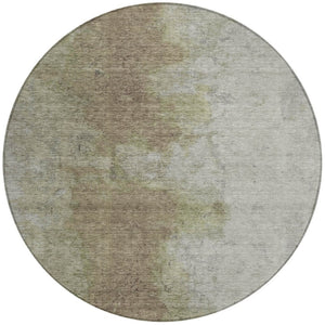 HomeRoots 8' Taupe and Beige Round Abstract Area Rug - Washable, Durable, Perfect for Indoor & Outdoor Spaces 619501