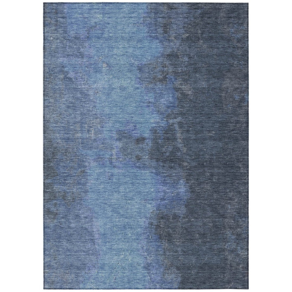 HomeRoots 5' Navy Blue & Gray Abstract Washable Area Rug – Stylish Indoor/Outdoor Comfort for High-Traffic Spaces 619530