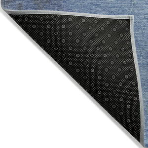 HomeRoots 5' Navy Blue & Gray Abstract Washable Area Rug – Stylish Indoor/Outdoor Comfort for High-Traffic Spaces 619530